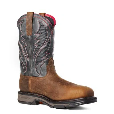 Pre-owned Ariat Men's Workhog® Xt Venttek™ H2o Carbon Toe Work Boots 10036005 In Brown