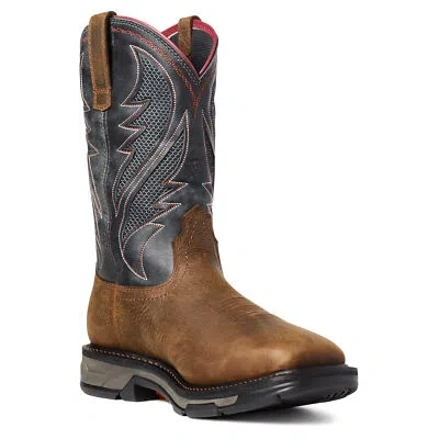 Pre-owned Ariat Men's Workhog® Xt Venttek™ H2o Rye Brown Work Boots 10035984