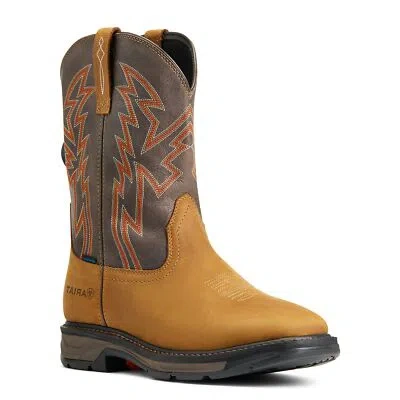 Pre-owned Ariat Men's Workhog® Xt Waterproof Soft Toe Work Boots 10038921 In Brown