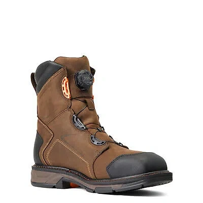 Pre-owned Ariat Men's Workhog® Xt8" Boa H2o Chocolate Brown Boots 10038922