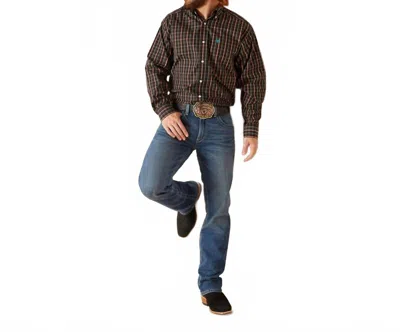 Ariat Men's Wrinkle Free Gavin Classic Shirt In Black/multi In Brown
