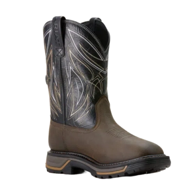 Pre-owned Ariat Mens Big Rig Boa Waterproof Work Boot 10053777 In Brown