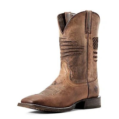 Pre-owned Ariat Mens Circuit Patriot Sq Toe Tan Boots In Not Available