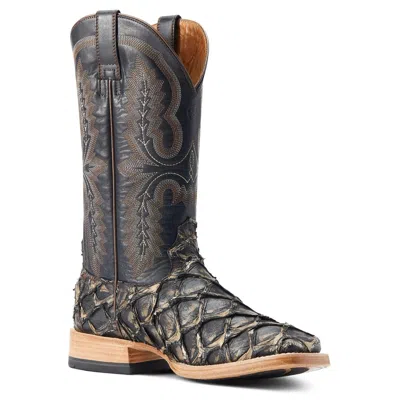 Pre-owned Ariat Mens Deep Water Distressed Black Piraruci Boots 10044420