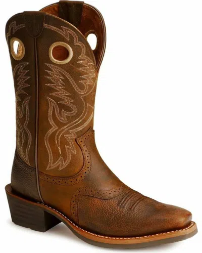 Pre-owned Ariat Mens Heritage Roughstock Narrow Square Toe Western Boots 10002227 In Brown