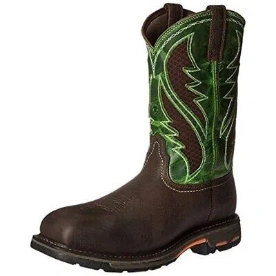 Pre-owned Ariat Mens Workhog Venttek Composite Toe Work Boot Green