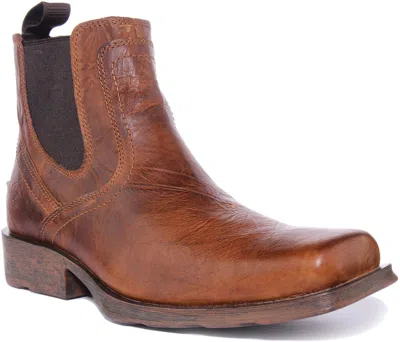 Pre-owned Ariat Midtown Rambler Men Square Toe Leather Chelsea Boot In Brown Size Us 7- 13