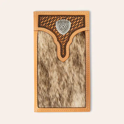 Ariat Natural Calf Hair & Basket Weave Rodeo Wallet In Brown