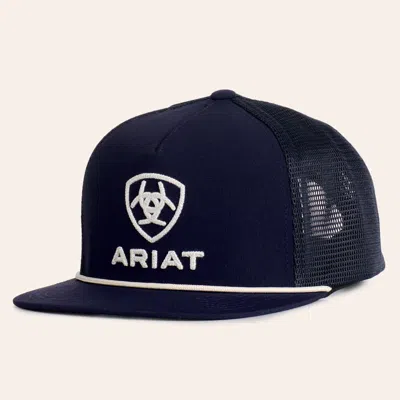 Ariat Navy Embroidered Logo Flat Bill Cap In Blue