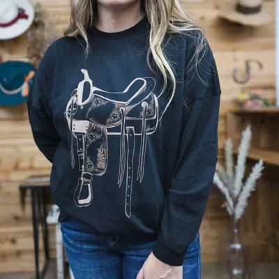 Ariat Oversized T-shirt In Black Multi In Blue