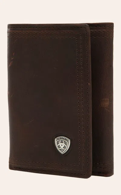 Ariat Performance Work Dark Copper With Small Shield Tri-fold Wallet In Brown