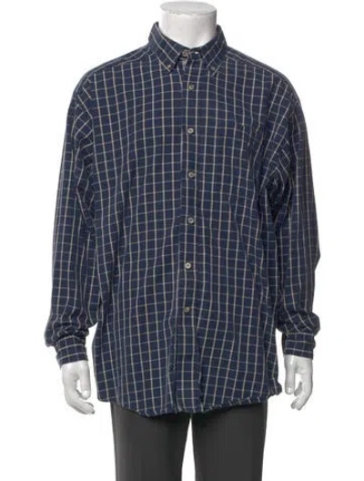 Pre-owned Ariat Plaid Print Long Sleeve Dress Shirt In Blue