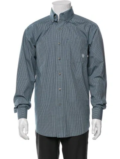 Pre-owned Ariat Plaid Print Long Sleeve Shirt In Blue