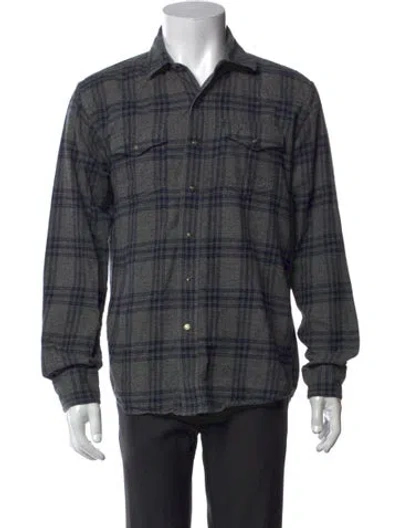 Pre-owned Ariat Plaid Print Long Sleeve Shirt In Grey