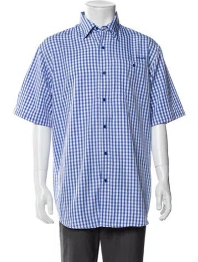 Pre-owned Ariat Plaid Print Short Sleeve Shirt W/ Tags In Blue