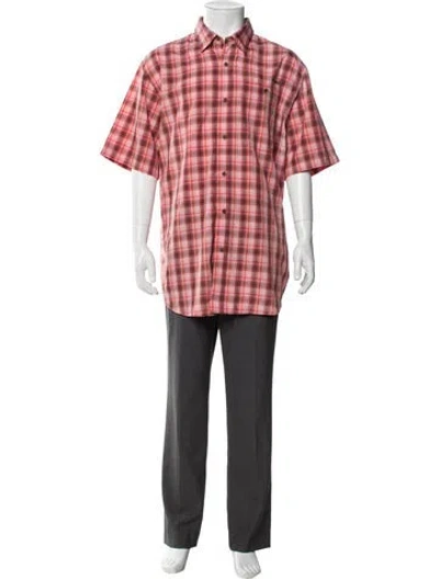Pre-owned Ariat Plaid Print Short Sleeve Shirt W/ Tags In Pink