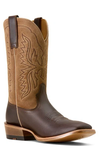 Ariat Preston Wide Square Toe Cowboy Boot In Brown