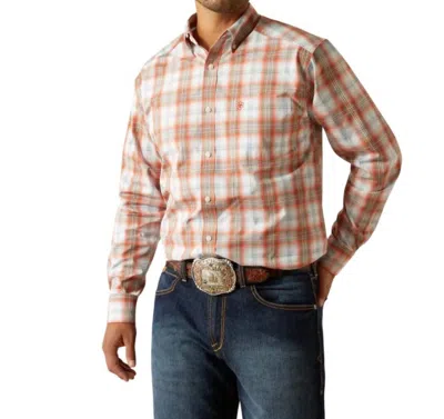 Ariat Pro Series Wallis Plaid Button Down Shirt In Orange In Neutral