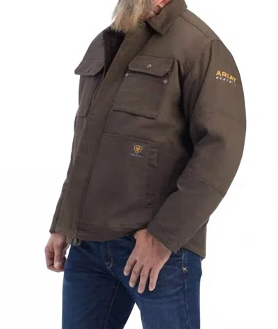 Ariat Rebar Duracanvas Sherpa Lined Coat In Wren In Brown