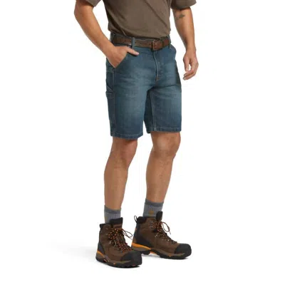 Ariat Rebar Durastretch Phantom Denim Utility Short In Med Blue In Transparent