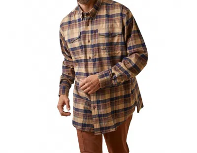 Ariat Rebar Flannel Durastretch Shirt In Tigers Eye In Multi