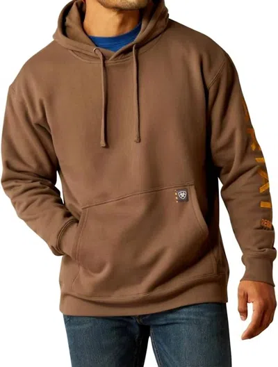 Ariat Rebar Graphic Logo Hoodie In Chocolate Chip/golden Brown