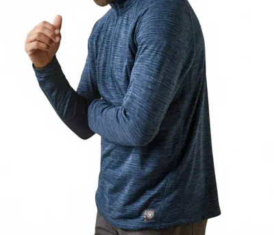 Ariat Rebar Gridwork Baselayer 1/4 Zip Up In Teal In Blue