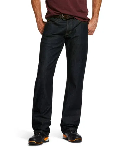 Ariat Rebar M4 Relaxed Flannel-lined Boot Cut Jeans In Dark Blue In Black