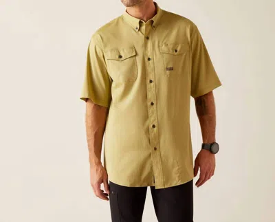 Ariat Rebar Made Tough Shirt In Peatmoss_heather In Yellow