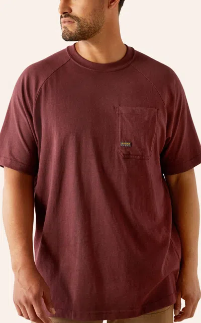Ariat Rebar Men's Burgundy Heather Born For This Logo Graphic Work T-shirt