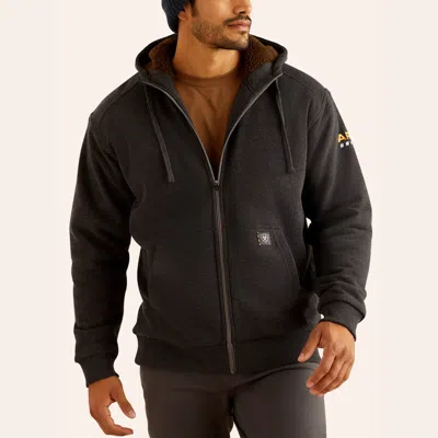 Ariat Rebar Men's Charcoal 10 oz All Weather Sherpa Lined Hoodie Jacket In Gray
