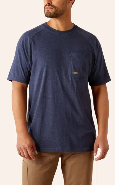 Ariat Rebar Men's Navy Heather Logo Graphic Work T-shirt In Blue