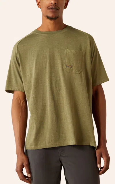 Ariat Kids' Rebar Men's Toasted Olive Logo Graphic Work T-shirt In Green