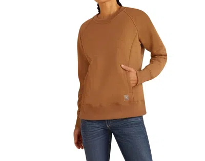 Ariat Rebar Traverse Sweatshirt In Khaki Heather In Brown
