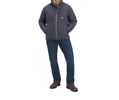 Ariat Rebar Valiant Stretch Canvas Water Resistant Insulated Jacket In Charcoal Heather In Blue