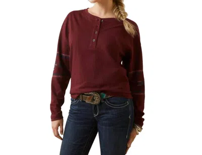 Ariat Relaxed Henley Top In Tawny Port In Burgundy