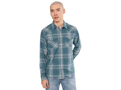 Ariat Retro Herron Fitted Snap Shirt Men's Clothing Stargazer Plaid: Lg, Cotton In Blue