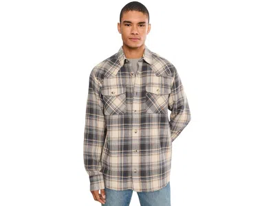 Ariat Retro Waffle Button-down Fitted Shirt Men's Clothing Oyster Grey Plaid: Xl, Cotton/polyester In Blue