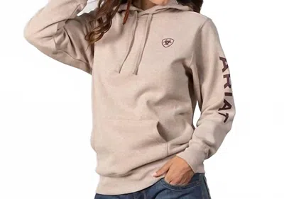 Ariat Ribbed Cuffs And Hem Hoodie In Oatmeal Heather In Brown