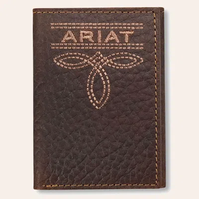Ariat Rich Latte Bullhide Boot Stitch Logo Trifold Wallet In Brown