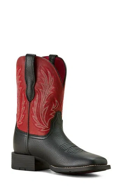 Ariat Round Up Filly Wide Square Toe Western Boot In Black