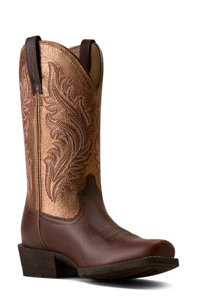Ariat Round Up Narrow Cutter Toe Western Leather Boot In Brown