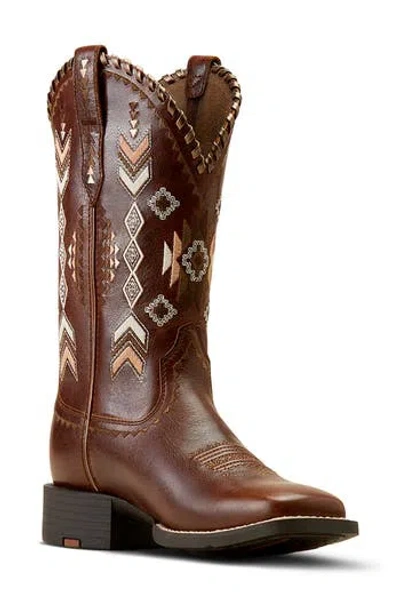 Ariat Round Up Western Boot In Brown