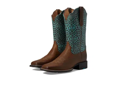 Ariat Round Up Wide Square Toe Western Boots In Blue
