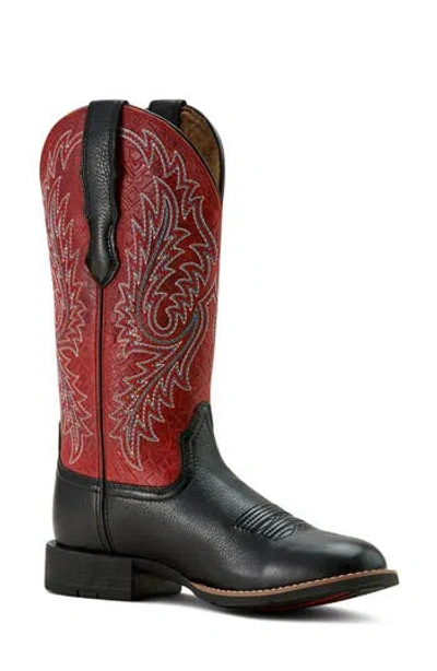 Ariat Round Up Wide Toe Stretch Western Boot In Red