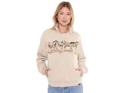 Ariat Running Wild 1/2 Zip Sweatshirt Women's Sweatshirt Oatmeal Heather: Lg, Cotton/polyester In Neutral