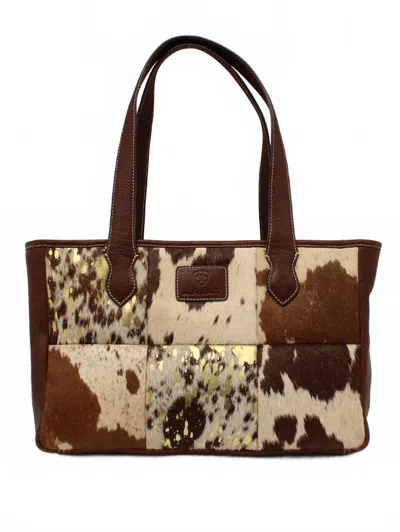 Ariat Savannah Calf Hair Tote Bag In Hide Brown In Multi