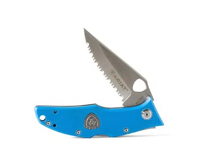 Ariat Serrated Stainless Steel Pocket Knife In Blue