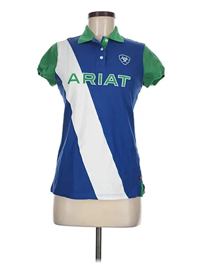 Pre-owned Ariat Short Sleeve Polo Shirt In Green