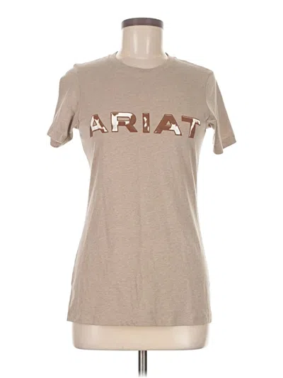 Pre-owned Ariat Short Sleeve Top Tan Crew Neck Tops In Brown